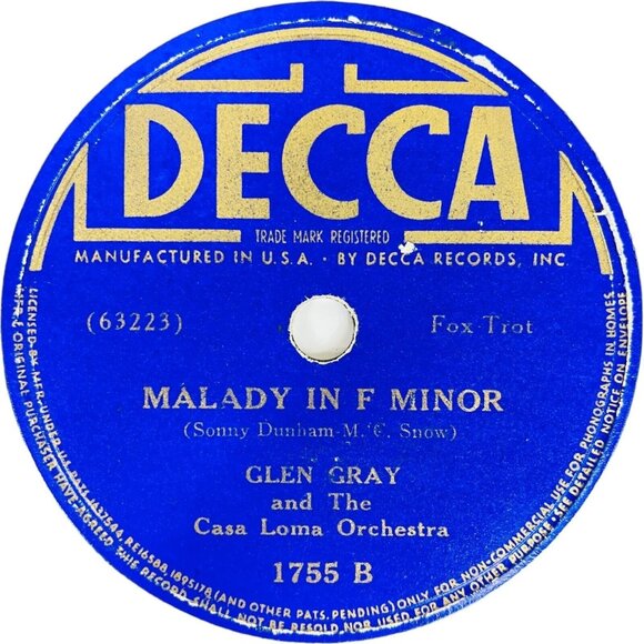Glen Gray - My Bonnie Lies Over The Ocean / Malady In F Minor - 1755 Decca 78rpm - Picture 4 of 4